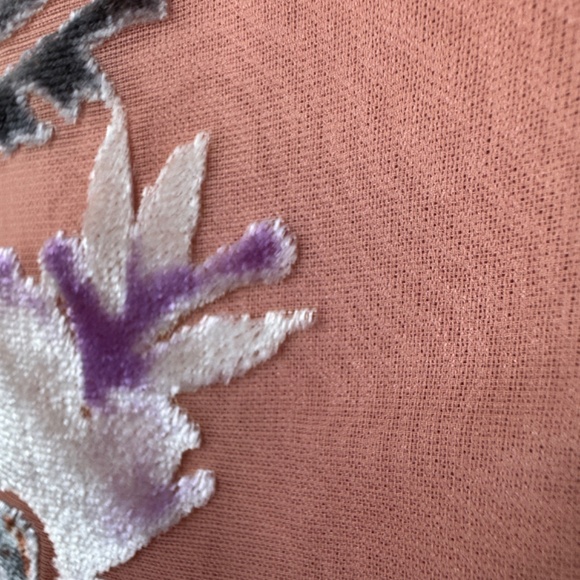 PEACH LOVE CALIFORNIA Cropped String Pink Tank Top Boho Floral / Size Large - Picture 8 of 13